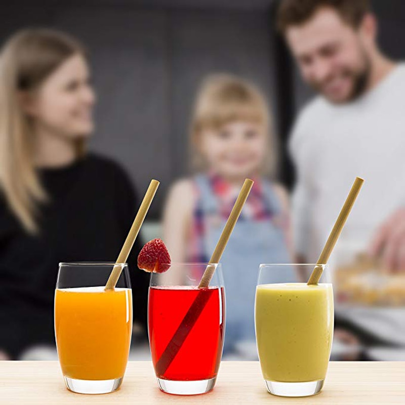 Bamboo Straws with Cleaning Brush Set Bamboo Straws with Cleaning Brush Set