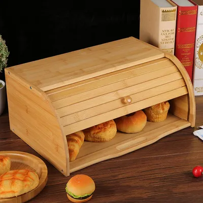 Bamboo Wood Bread Bin Box Bamboo Wood Bread Bin Box