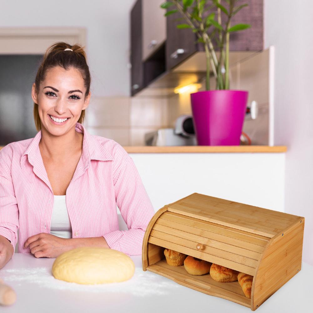 Bamboo Wood Bread Bin Box Bamboo Wood Bread Bin Box