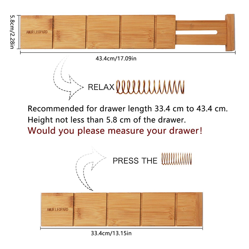 Bamboo Wood Drawer Dividers (4 Pcs)