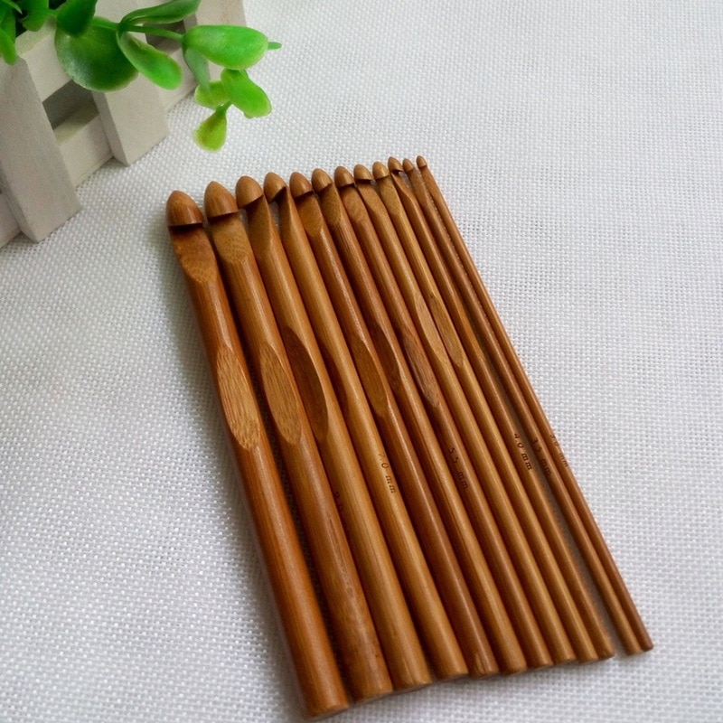 Bamboo Wooden Crochet Hooks Set (12 Pcs)