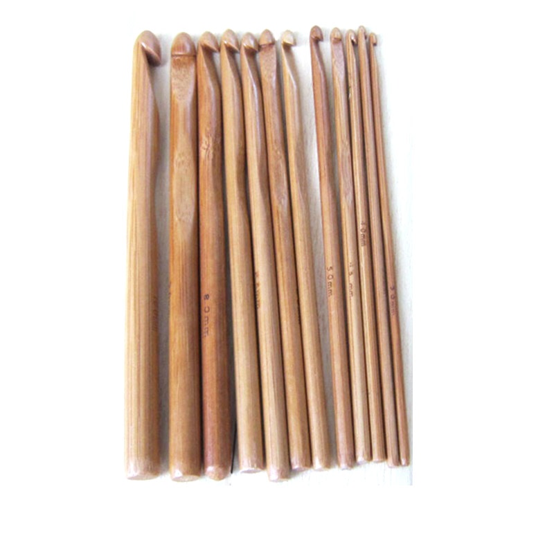 Bamboo Wooden Crochet Hooks Set (12 Pcs)