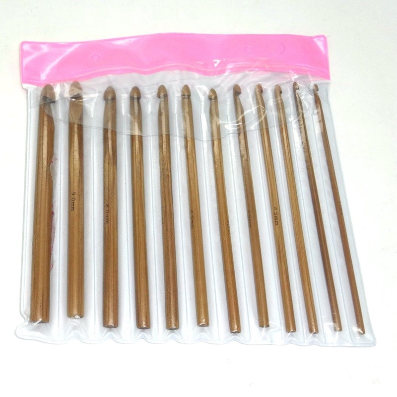 Bamboo Wooden Crochet Hooks Set (12 Pcs)