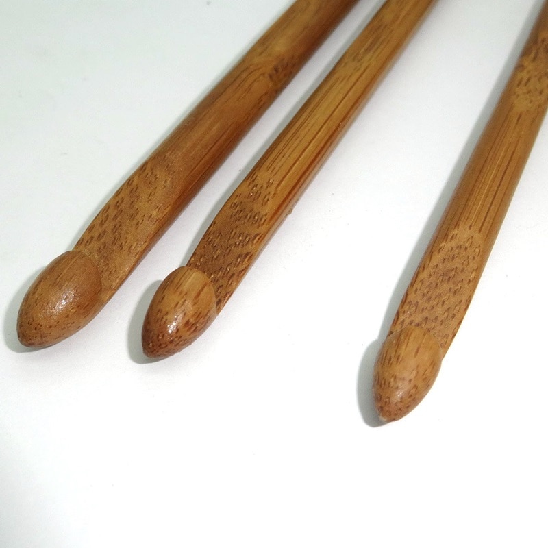 Bamboo Wooden Crochet Hooks Set (12 Pcs)