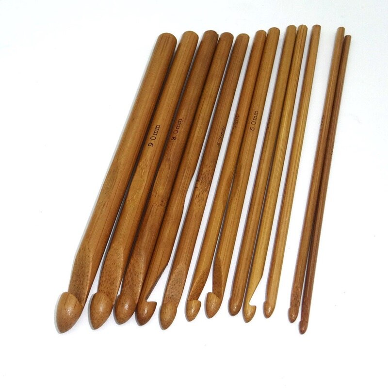 Bamboo Wooden Crochet Hooks Set (12 Pcs)