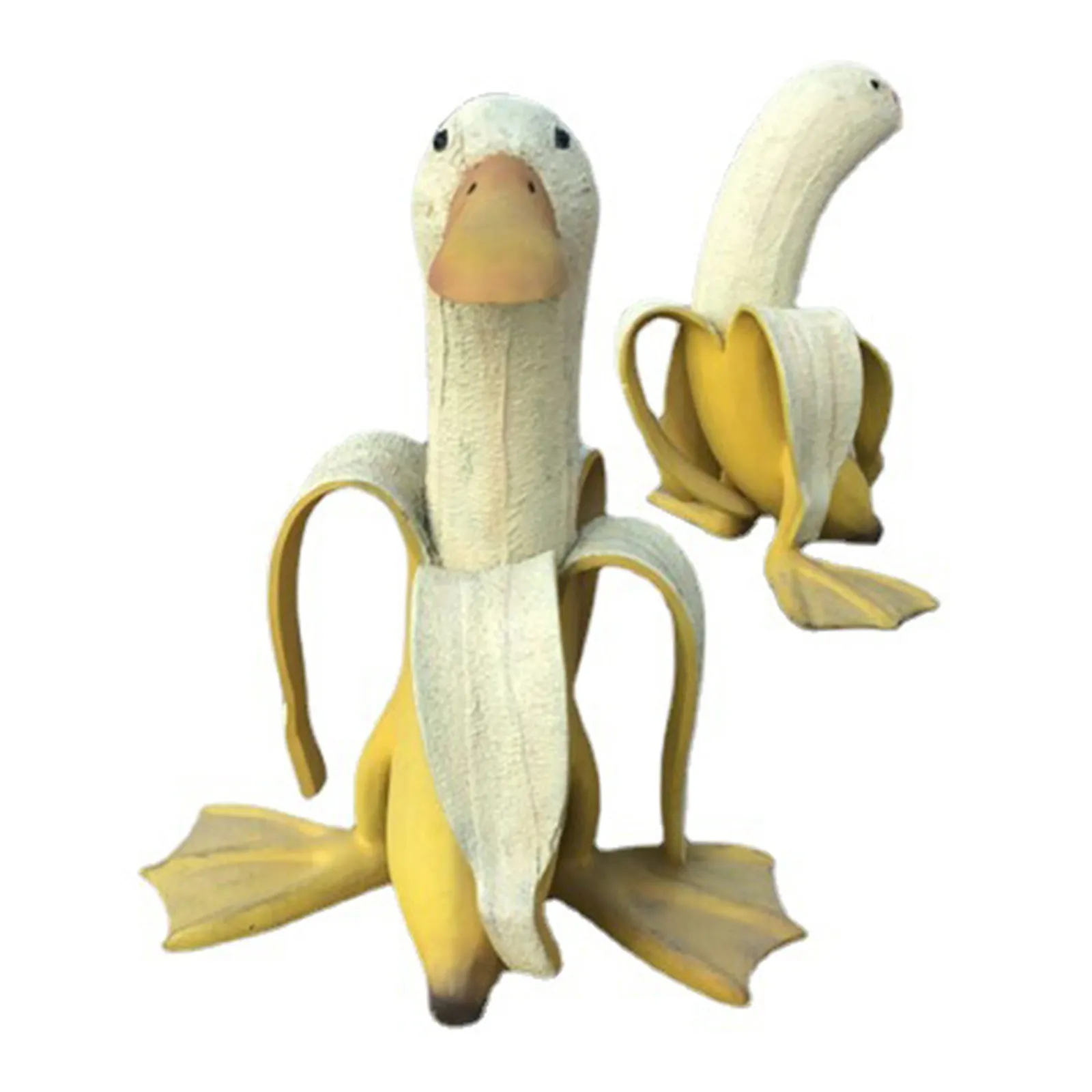 Banana Duck Art Statue Garden Yard Outdoor Decor Cute Funny Whimsical Peeled Banana Duck Figurines Decoration Ornaments