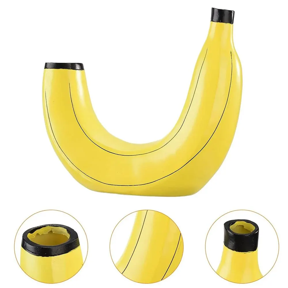 Banana Vase Resin Flower Vase Cute Banana Shape Tabletop Decorative Vase for Flowers Arrangement Living Room Bedroom