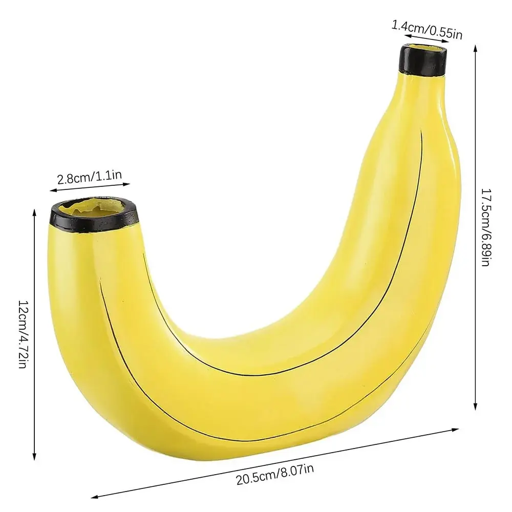 Banana Vase Resin Flower Vase Cute Banana Shape Tabletop Decorative Vase for Flowers Arrangement Living Room Bedroom