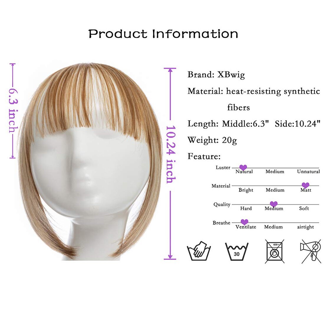 Bangs Hair Extension Clip On Wig