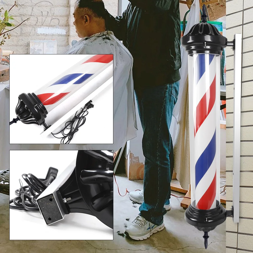 Barber Light, Rotating Red, Blue, White Design, Aluminum and Iron, 105° Beam Angle, Efficient Lighting for Salons Barber Light, Rotating Red, Blue, White Design, Aluminum and Iron, 105° Beam Angle, Efficient Lighting for Salons