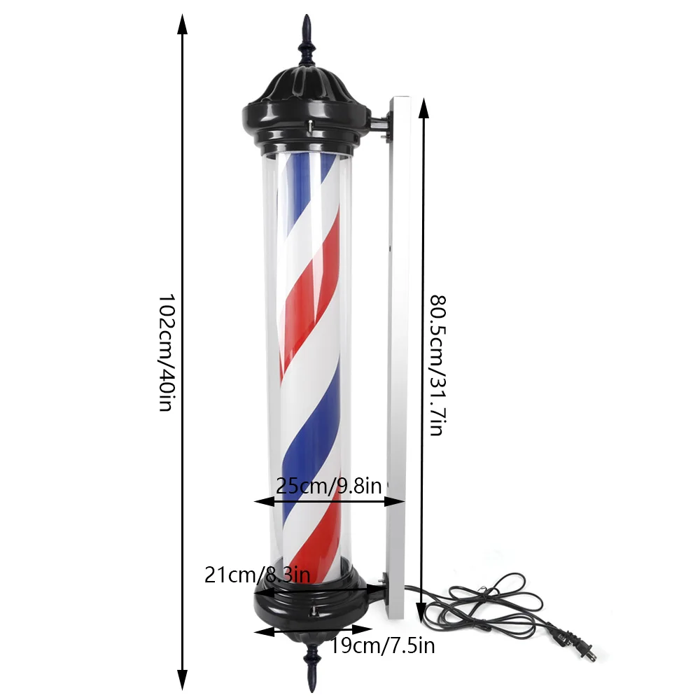 Barber Light, Rotating Red, Blue, White Design, Aluminum and Iron, 105° Beam Angle, Efficient Lighting for Salons Barber Light, Rotating Red, Blue, White Design, Aluminum and Iron, 105° Beam Angle, Efficient Lighting for Salons
