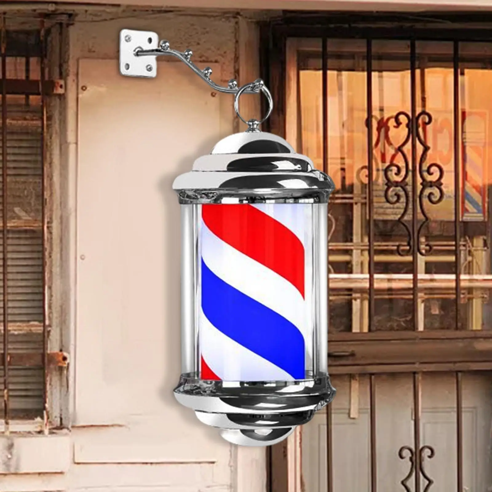 Barber Shop Pole Light Rotating Hair Salon Shop Sign Light Stripes with Hanging Bracket LED Light Salon Outdoor Party Barber Shop Pole Light Rotating Hair Salon Shop Sign Light Stripes with Hanging Bracket LED Light Salon Outdoor Party