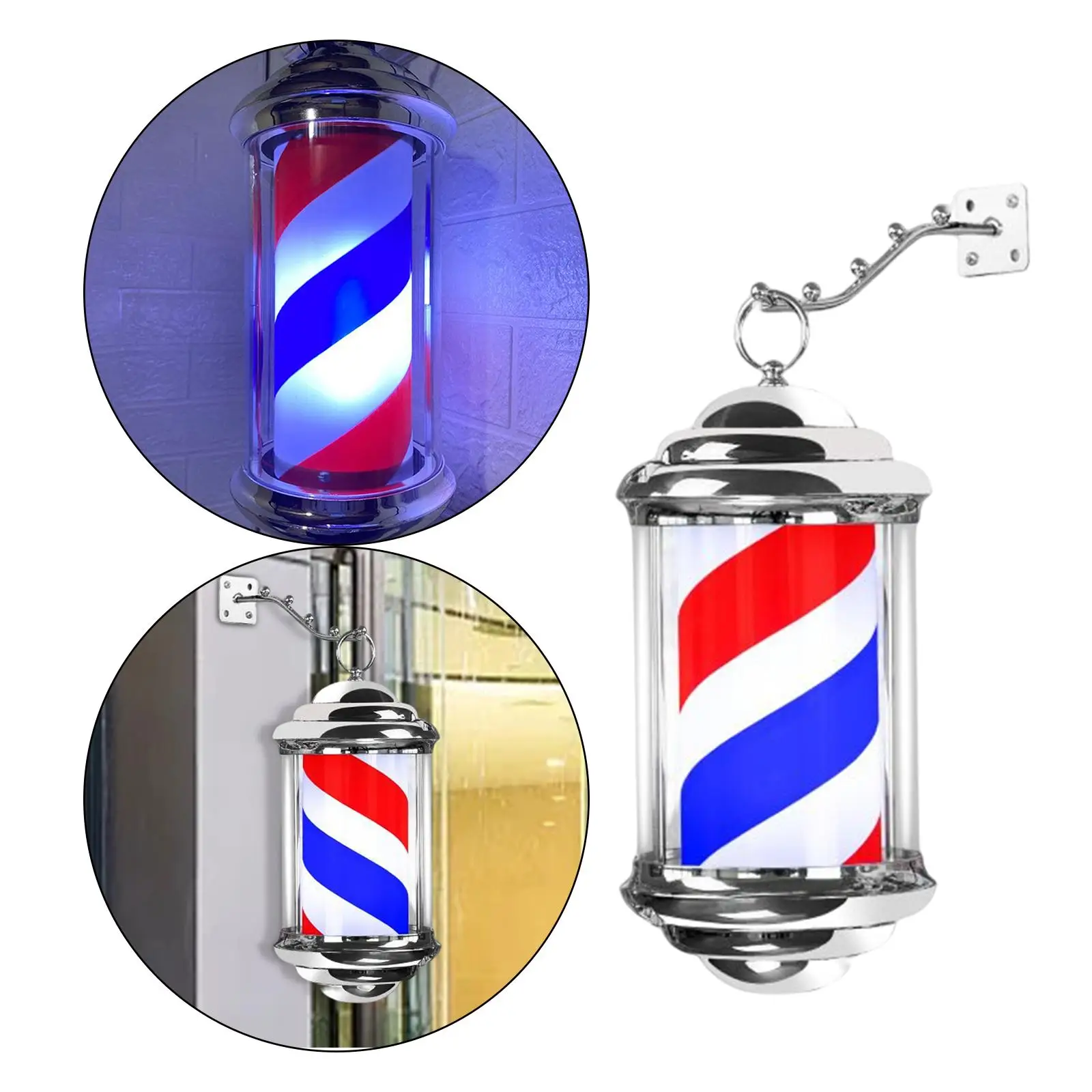 Barber Shop Pole Light Rotating Hair Salon Shop Sign Light Stripes with Hanging Bracket LED Light Salon Outdoor Party Barber Shop Pole Light Rotating Hair Salon Shop Sign Light Stripes with Hanging Bracket LED Light Salon Outdoor Party