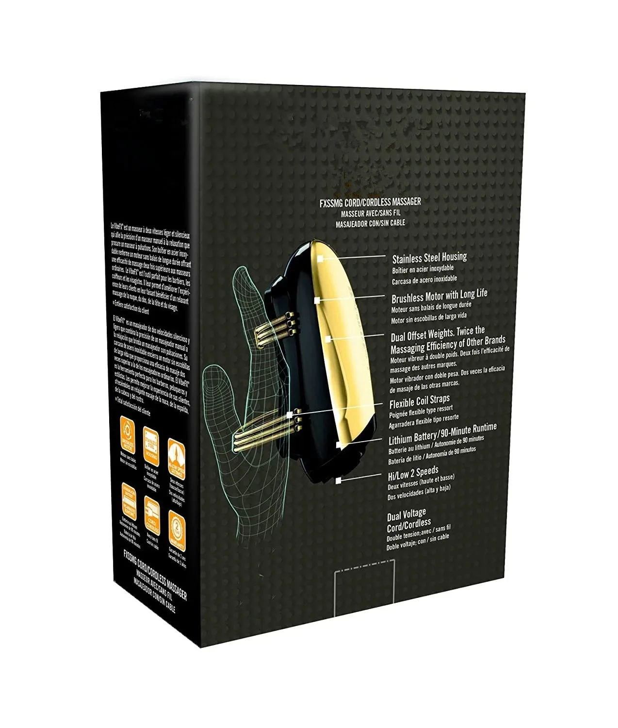 Barberology Massager Professional Cordless Metal Handheld Heat Massager USB Charge Vibration Head Massage