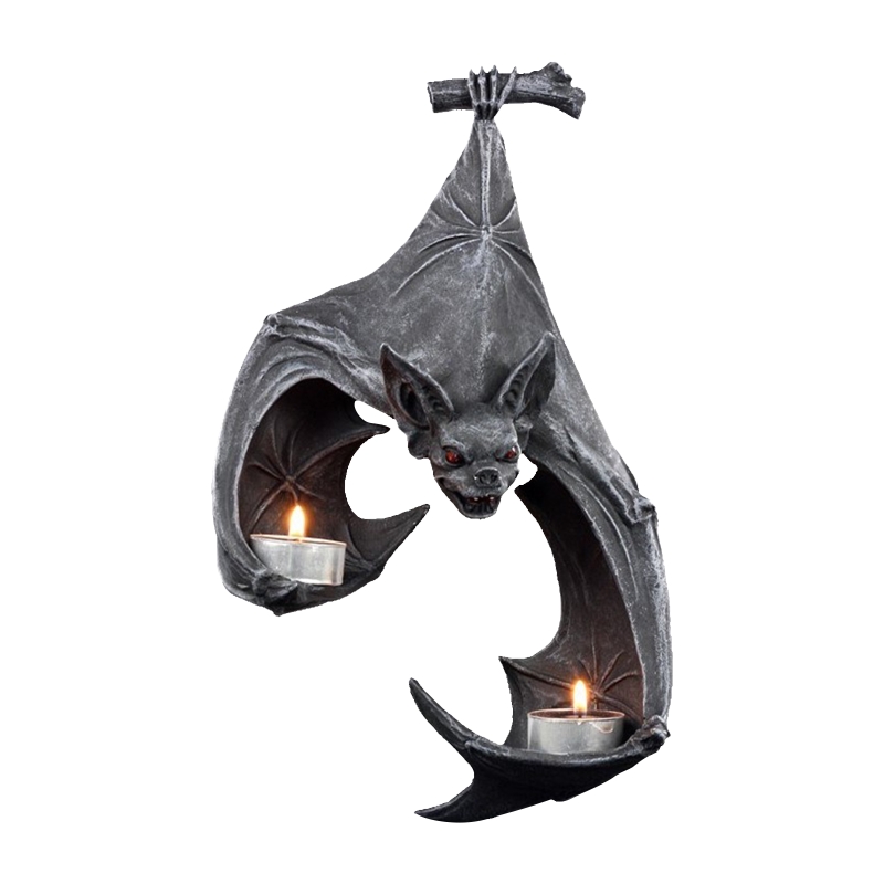 Bat Wall Mount Holder Sconce Wall Tealight Holder Stand Resin Crafts for Living Room, Bathroom, Yard