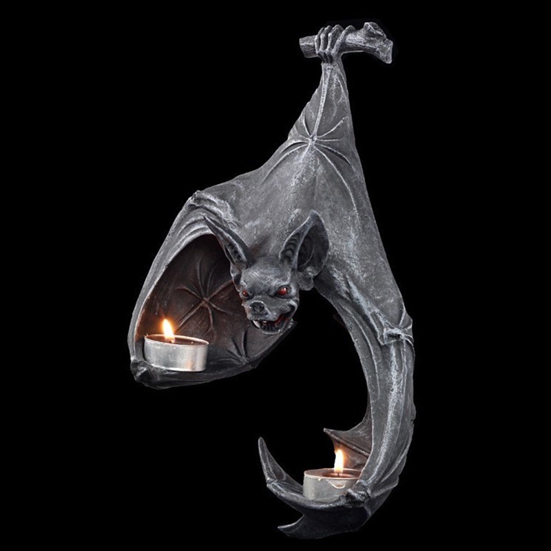 Bat Wall Mount Holder Sconce Wall Tealight Holder Stand Resin Crafts for Living Room, Bathroom, Yard