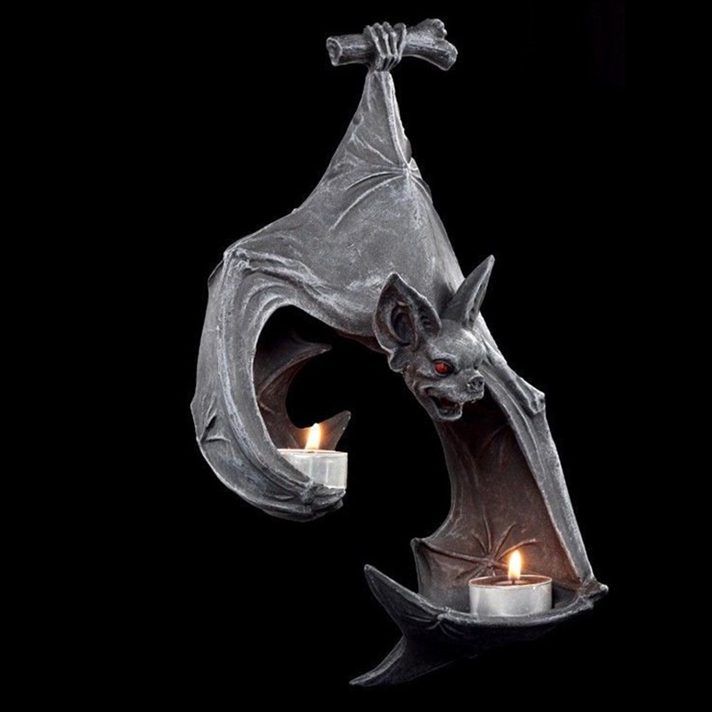 Bat Wall Mount Holder Sconce Wall Tealight Holder Stand Resin Crafts for Living Room, Bathroom, Yard