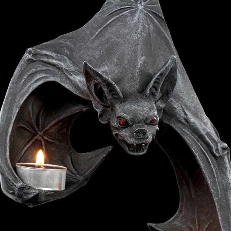 Bat Wall Mount Holder Sconce Wall Tealight Holder Stand Resin Crafts for Living Room, Bathroom, Yard