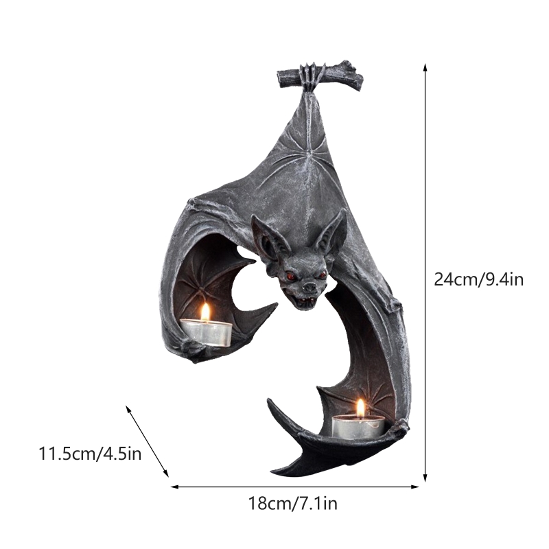 Bat Wall Mount Holder Sconce Wall Tealight Holder Stand Resin Crafts for Living Room, Bathroom, Yard
