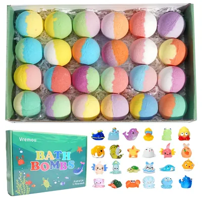 Bath Bombs for Kids with Surprise Inside, 24 Pack Kids Bath Bombs Gift Set, Natural Organic Kids Bubble Bath Fizzy for Bath Bombs for Kids with Surprise Inside, 24 Pack Kids Bath Bombs Gift Set, Natural Organic Kids Bubble Bath Fizzy for