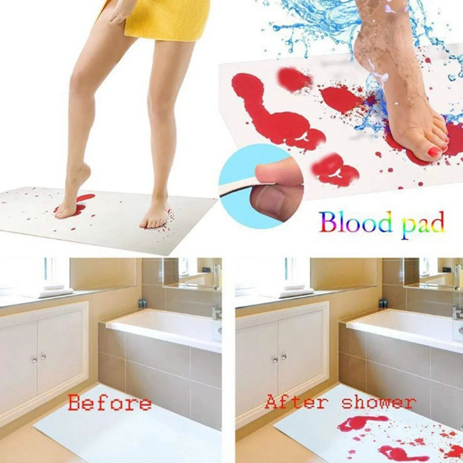 Bath Mat Color Changing Sheet Turns Red When Shower Bathroom Novelty Gift Halloween Atmosphere Decoration Bath Mat Bath Mat Color Changing Sheet Turns Red When Shower Bathroom Novelty Gift Halloween Atmosphere Decoration Bath Mat