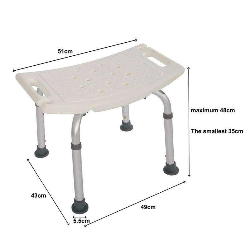 Bathroom and Shower Chair Elderly Folding Bath Chair Furniture Stool Shower Bench Non-slip Bath Chair 6 Gears Height