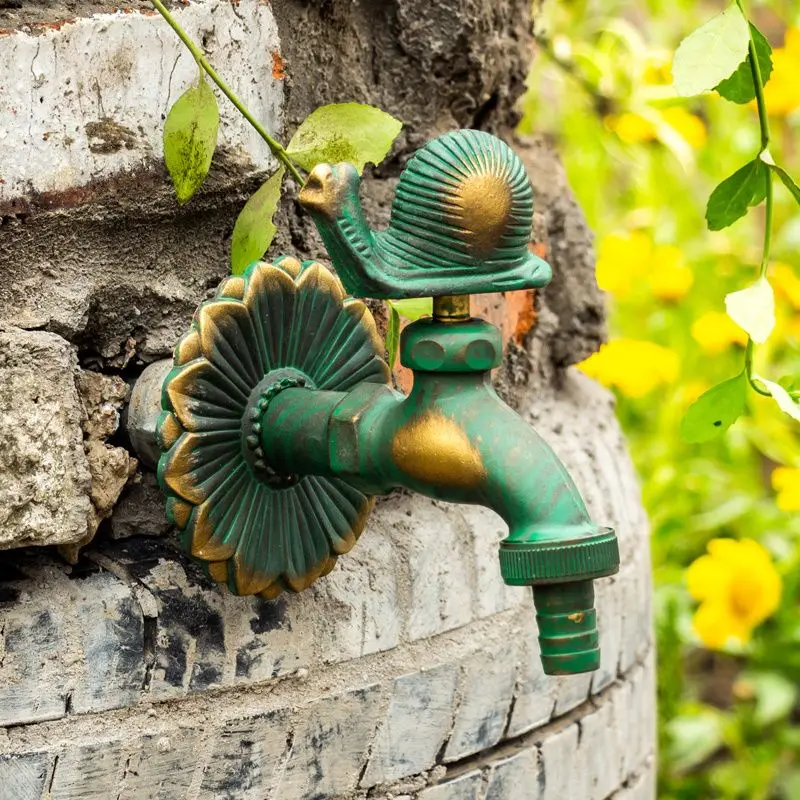Bathroom Garden Faucet Antique Brass Kindergarden Wall Mount Animal Cold Water Faucet Basin Faucet