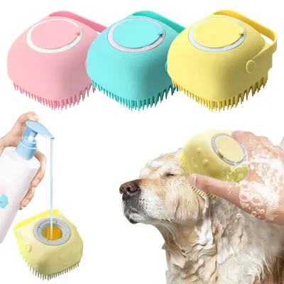Bathroom Puppycat Washing Massage Dispenser Grooming Shower Brush Soft Silicone Dog Brush Pet Shampoo Massager Bath Bathroom Puppycat Washing Massage Dispenser Grooming Shower Brush Soft Silicone Dog Brush Pet Shampoo Massager Bath