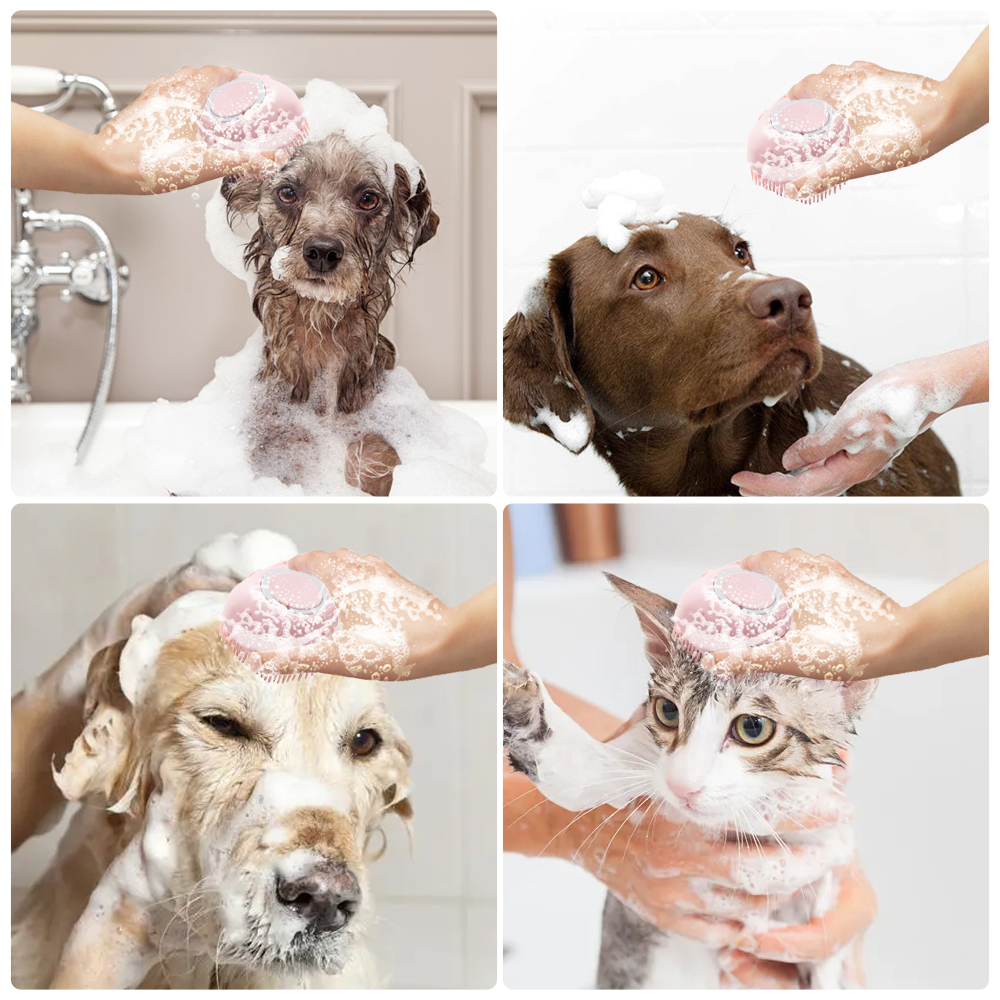 Bathroom Puppycat Washing Massage Dispenser Grooming Shower Brush Soft Silicone Dog Brush Pet Shampoo Massager Bath Bathroom Puppycat Washing Massage Dispenser Grooming Shower Brush Soft Silicone Dog Brush Pet Shampoo Massager Bath