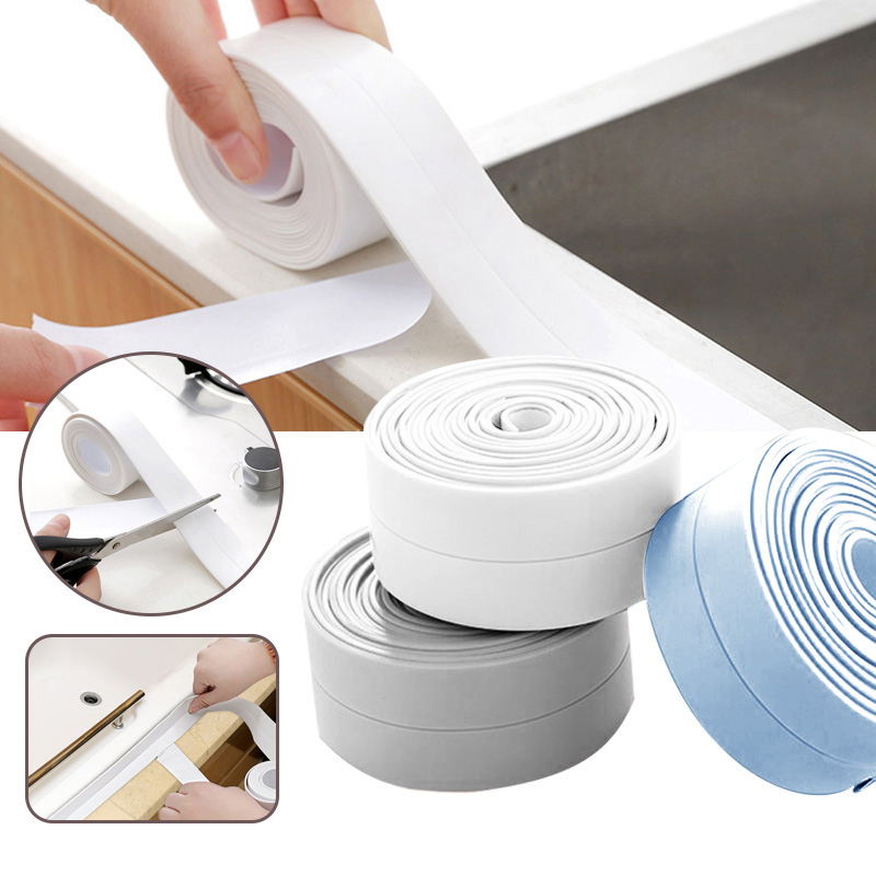 Bathroom Shower Sink Bath Sealing Tapes PVC Adhesive Sealing Strips Waterproof Wall Stickers for Bathroom Kitchen