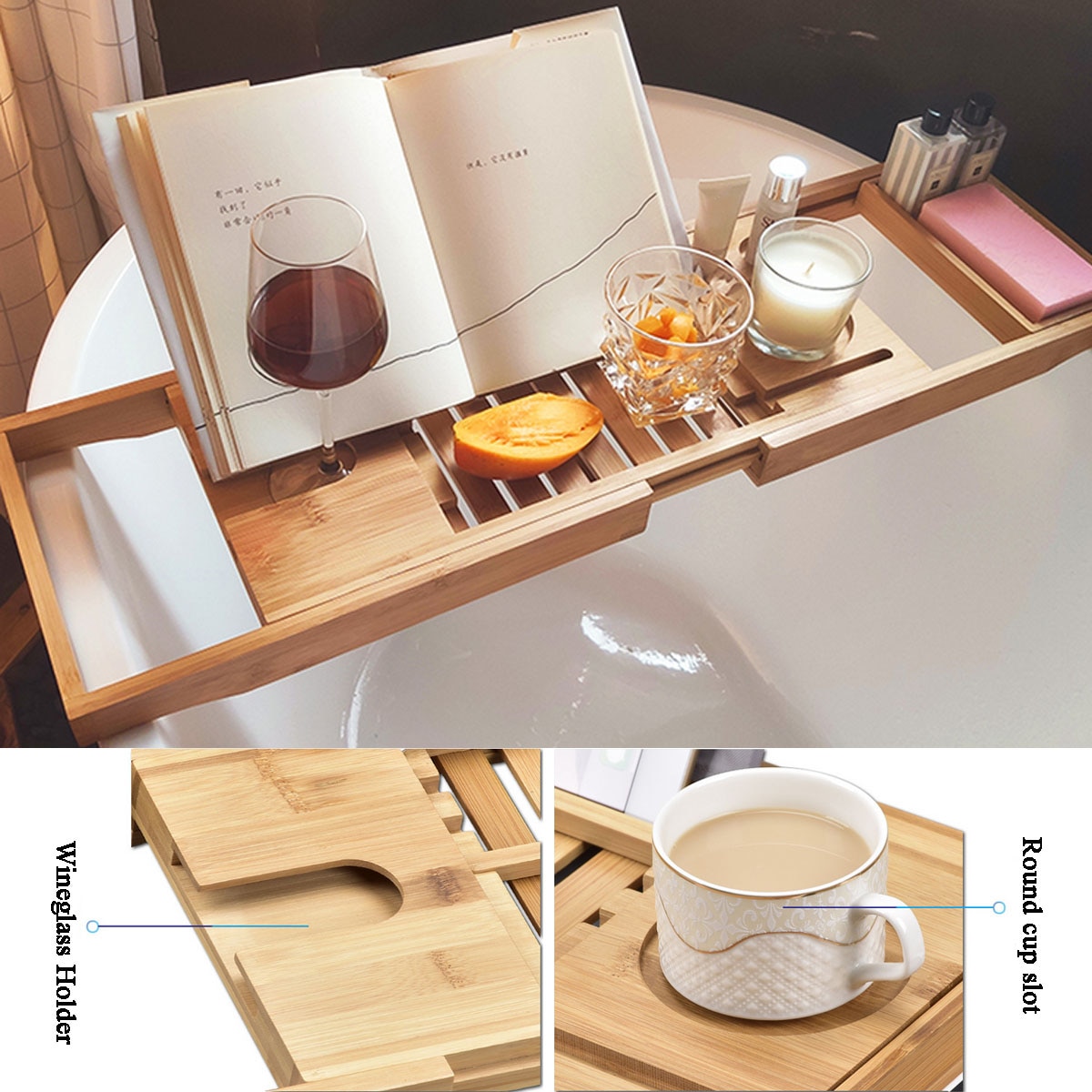 Bathtub Book Holder Bamboo Tray Bathtub Book Holder Bamboo Tray