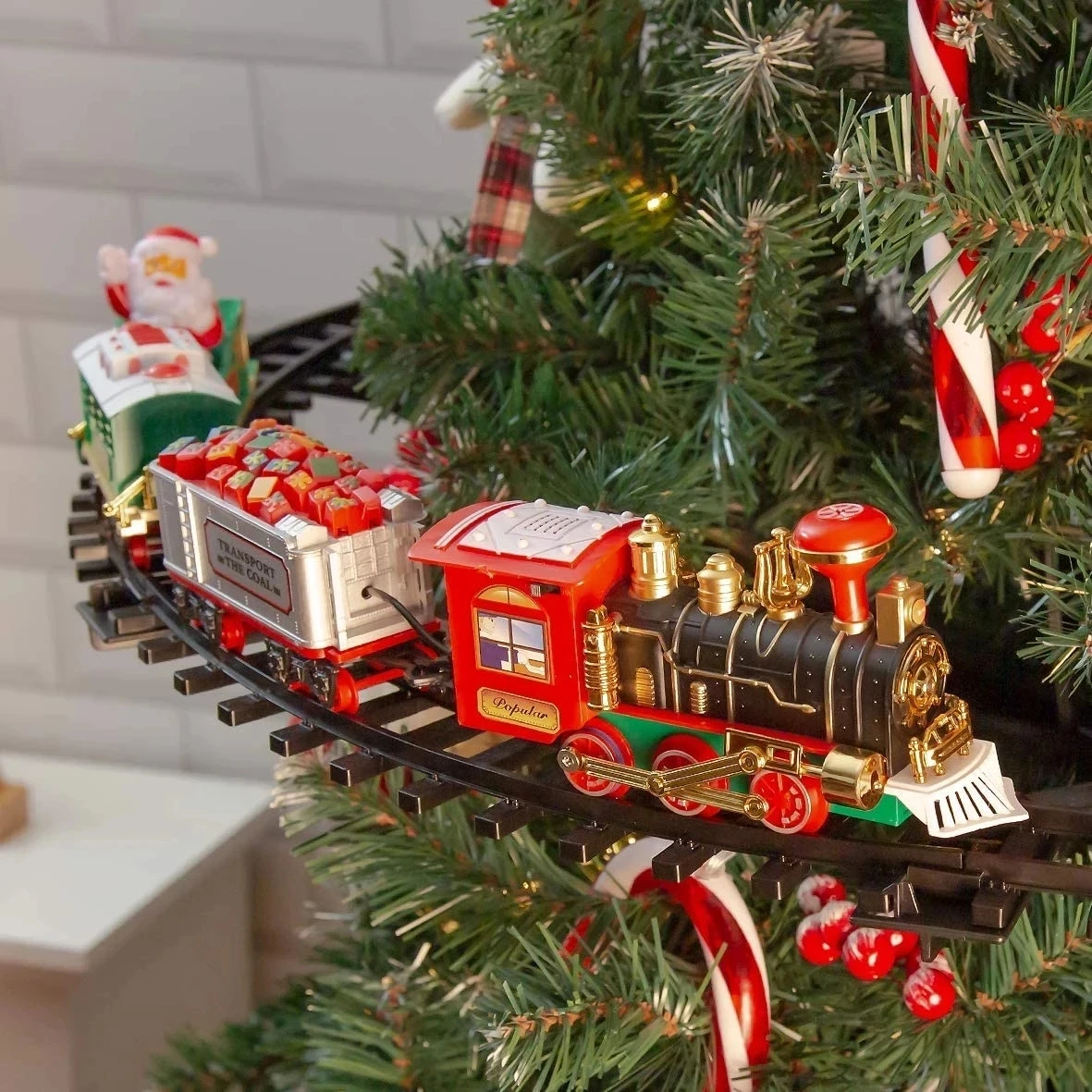 Battery Operate Railway Train with Sound&Light Railway Car Toys Christmas Train Tree Decoration Track Electric Toys for Battery Operate Railway Train with Sound&Light Railway Car Toys Christmas Train Tree Decoration Track Electric Toys for