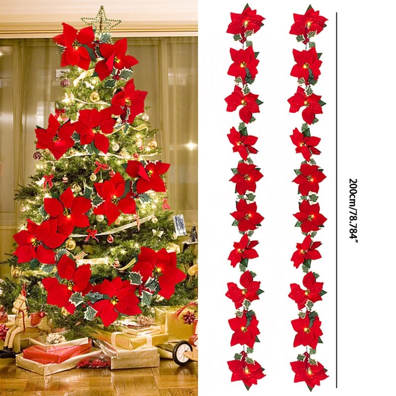 Battery Operated Poinsettia Christmas Lights