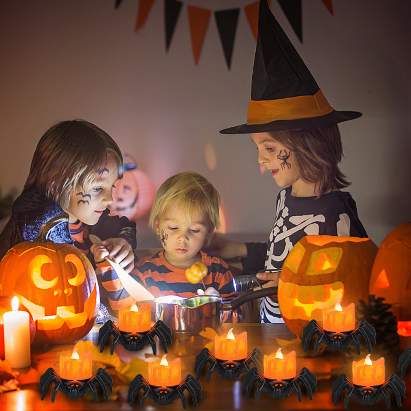 Battery Operated Spider Halloween Tea Light Candle