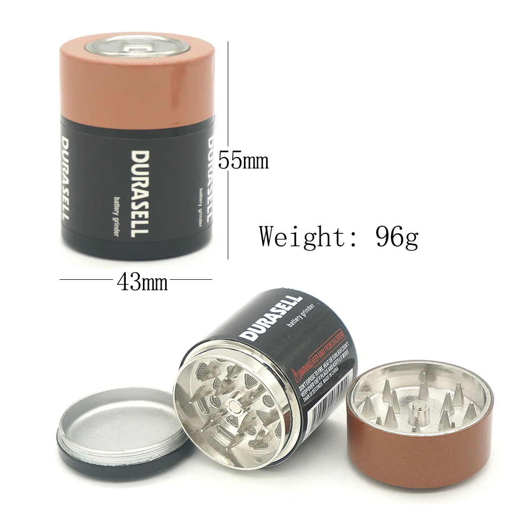 Battery Shape Metal Grinder Diameter 44mm Tobacco Smoke Herb Crusher Cigarette Smoking Accessories Grinders Amoladora