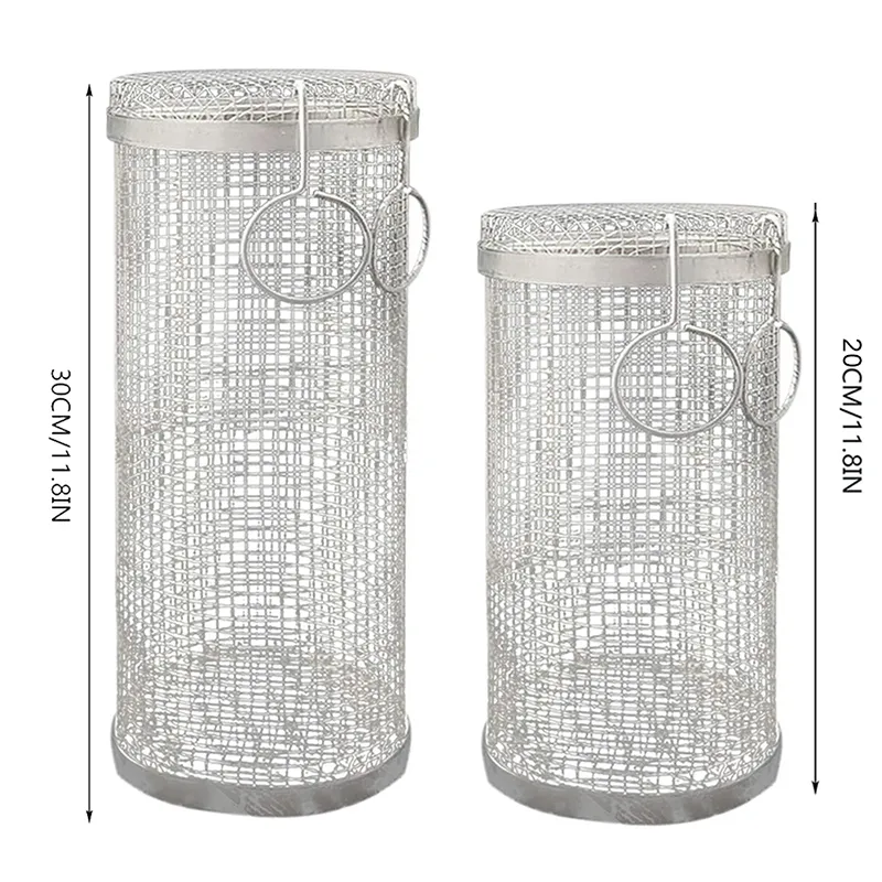 BBQ Basket Stainless Steel Rolling Grilling Basket Wire Mesh Cylinder Grill Basket Portable Round Outdoor Camping BBQ Basket Stainless Steel Rolling Grilling Basket Wire Mesh Cylinder Grill Basket Portable Round Outdoor Camping