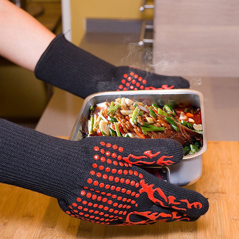 BBQ Gloves 1 Pair Anti-Slip Mittens