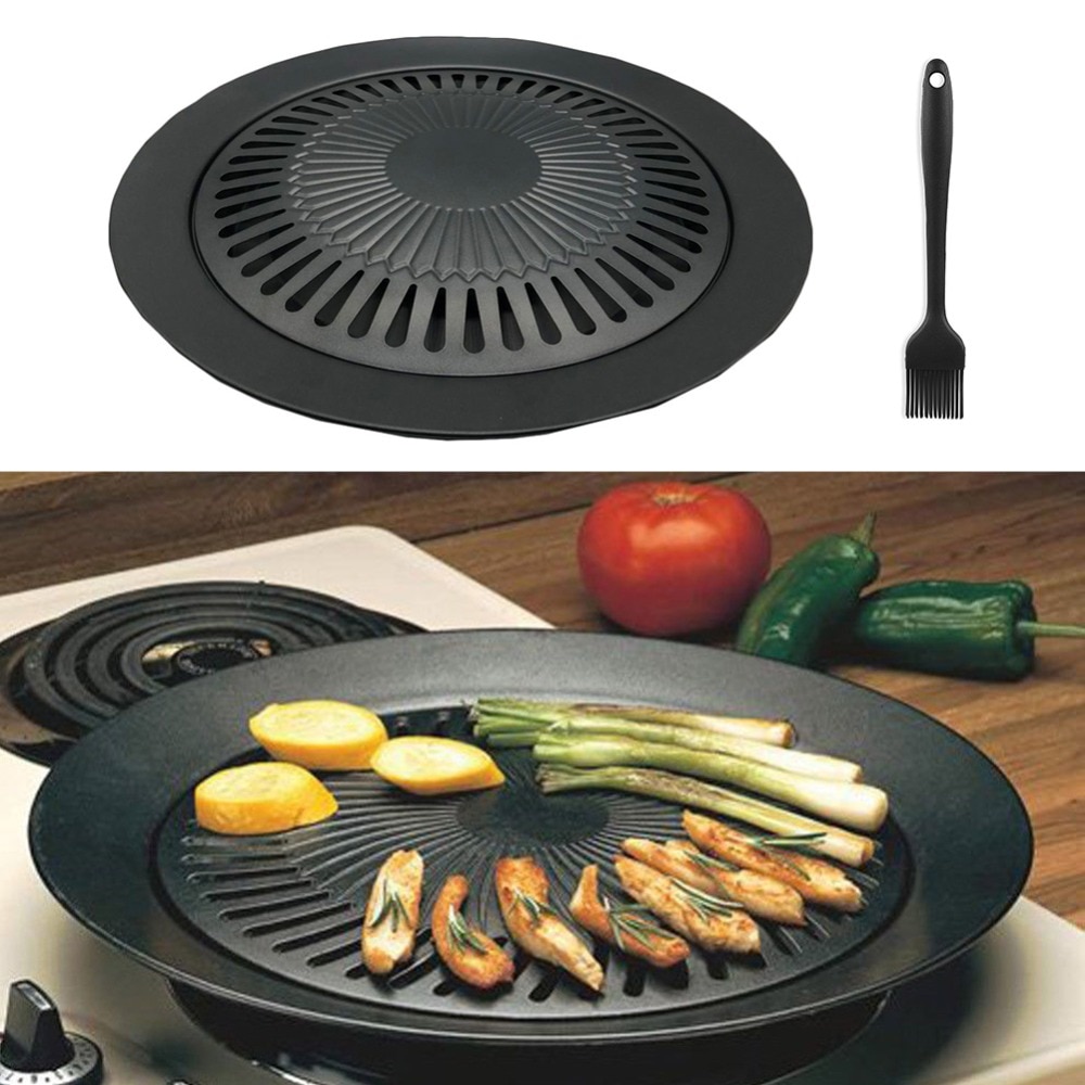 BBQ Grill Plate Round Iron Tray BBQ Grill Plate Round Iron Tray