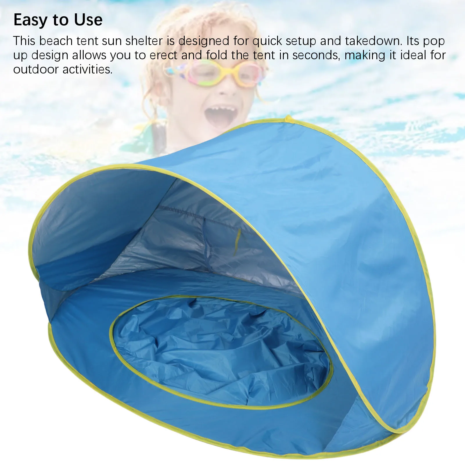 Beach Tent Sun Shelter Up Beach Tent Sun Proof Wind Proof Portable Baby Beach Tent with Pool Storage Bags for Outdoor