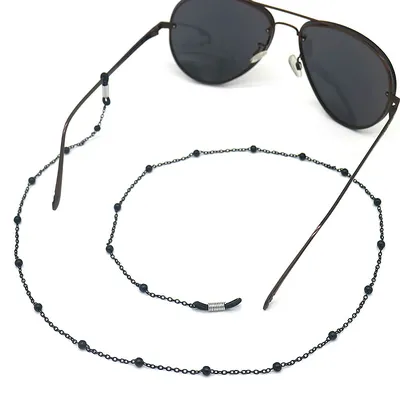 Beaded Metal Glasses Necklace Chain
