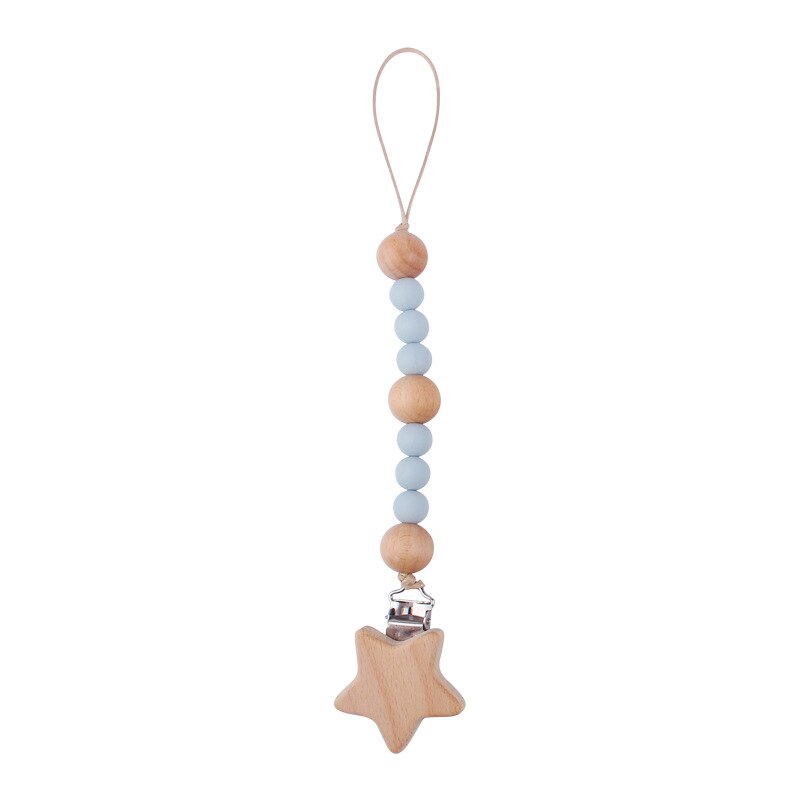 Beaded Wooden Pacifier Clip Strap Beaded Wooden Pacifier Clip Strap