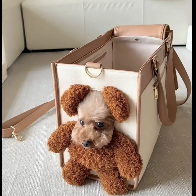Bear Plush Pet Shoulder Bag For Dogs Cute Large Capacity Outdoor Pet Carrier Out Design Breathable Portable Travel Bag Bear Plush Pet Shoulder Bag For Dogs Cute Large Capacity Outdoor Pet Carrier Out Design Breathable Portable Travel Bag