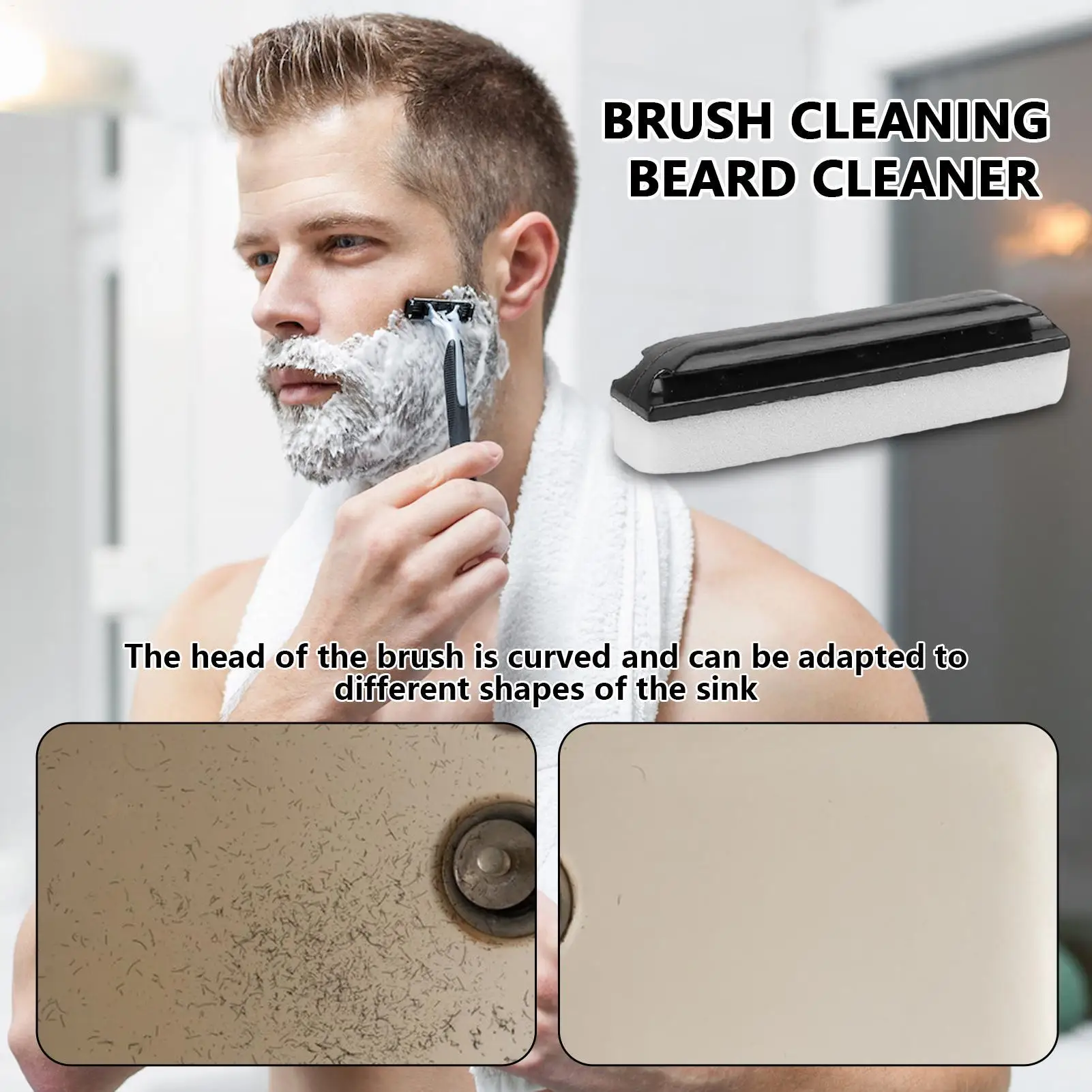 Beard Hair Sink Cleaner Brush Soft Bristle Non Slip Design Cleaning Tool for Bathroom Toilet Bathtub Drain Household