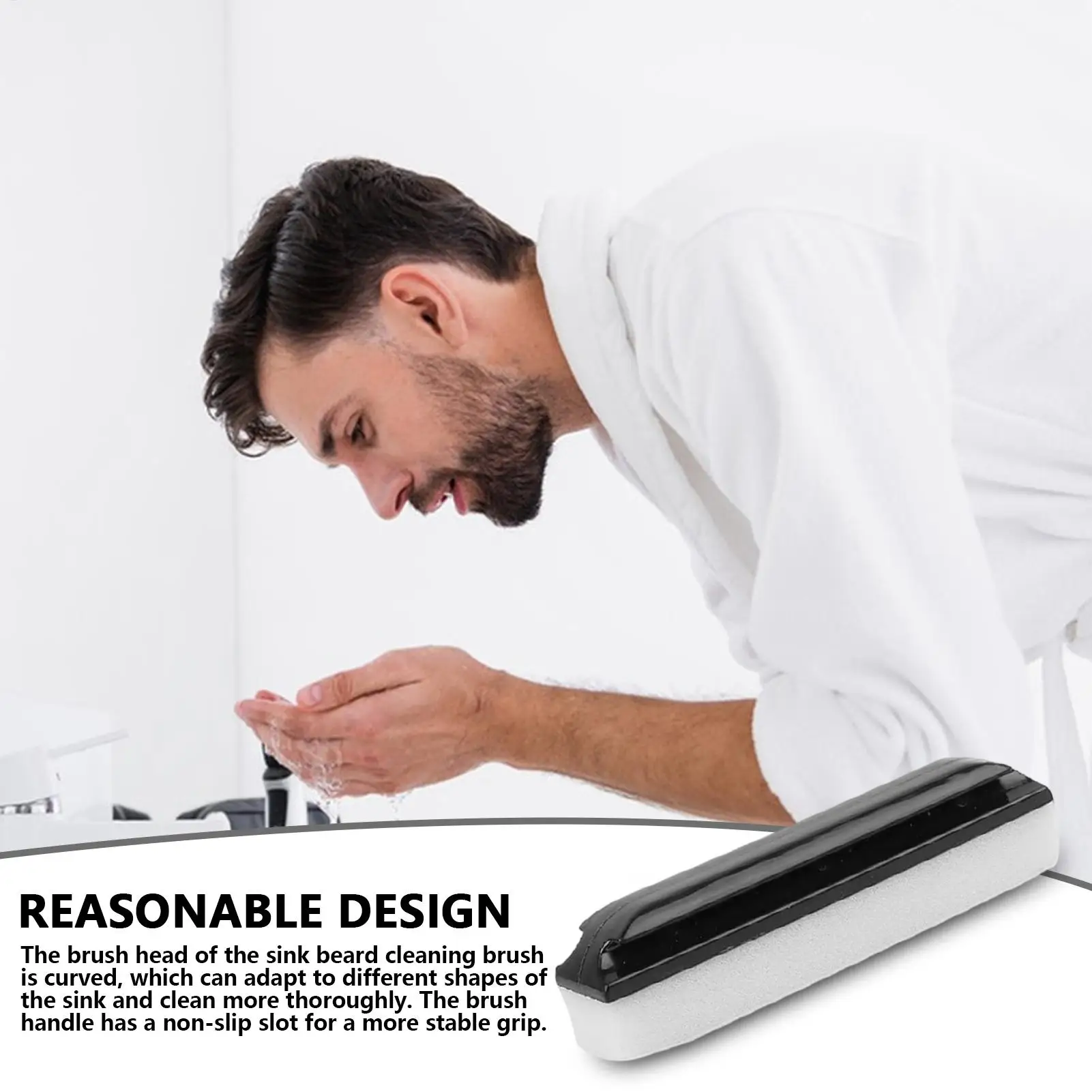 Beard Hair Sink Cleaner Brush Soft Bristle Non Slip Design Cleaning Tool for Bathroom Toilet Bathtub Drain Household