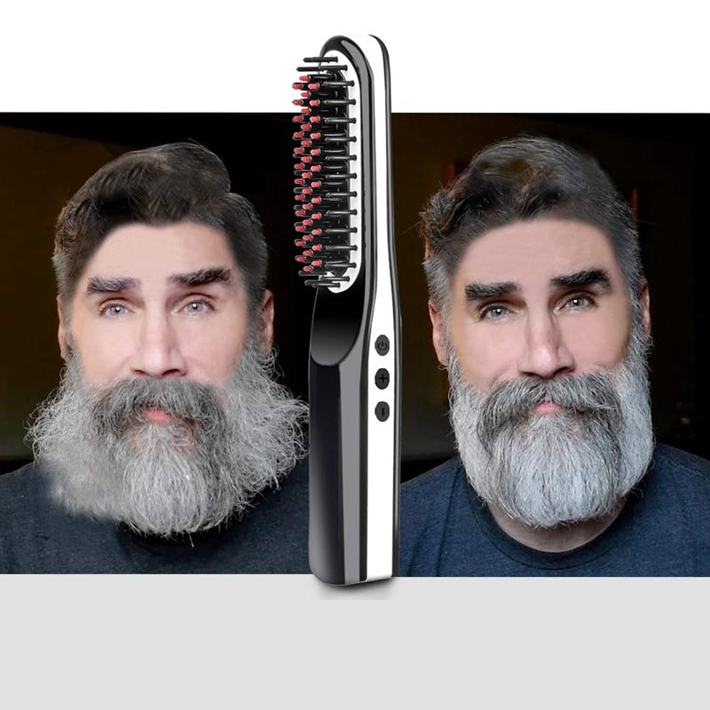 Beard Straightener Brush USB Charging Hair Straightener Comb Wireless Portable Ionic Hair Straightener Brush Comb for