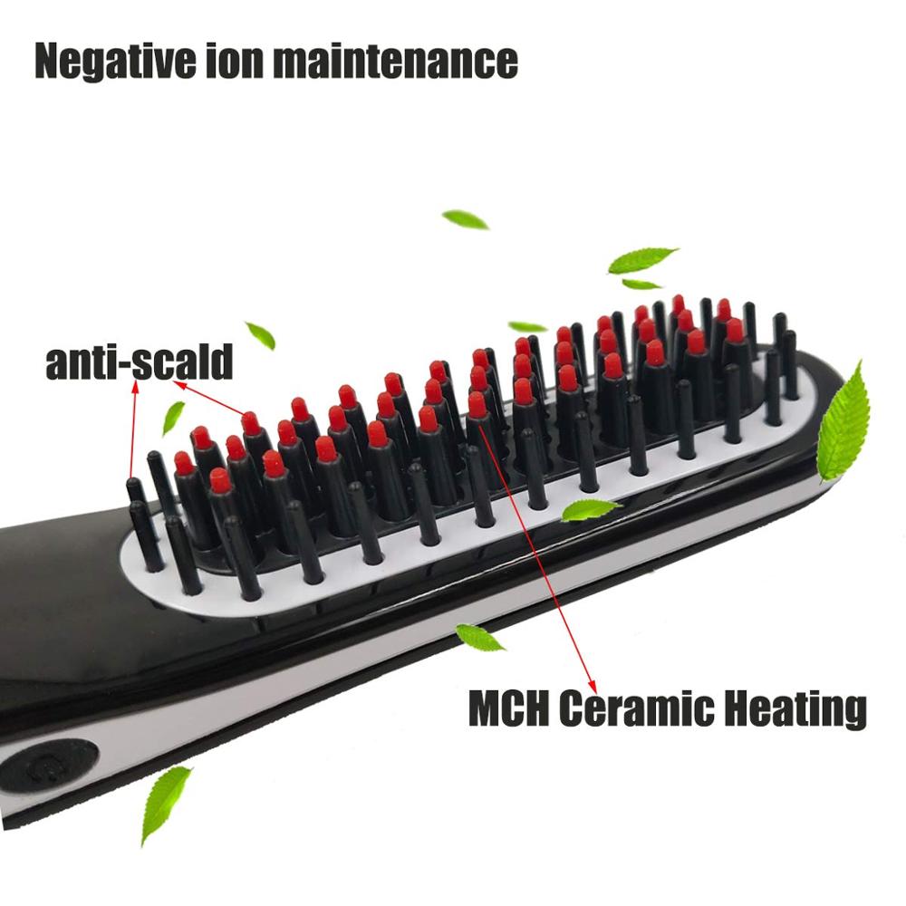Beard Straightener Brush USB Charging Hair Straightener Comb Wireless Portable Ionic Hair Straightener Brush Comb for