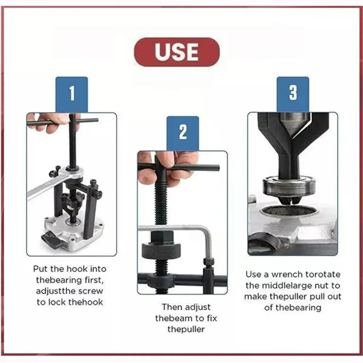 Bearing Puller Tool Set Remover Three-claw Puller Car Repair Disassembly Tool Labor-saving Car Bearing Removal Auto Bearing Puller Tool Set Remover Three-claw Puller Car Repair Disassembly Tool Labor-saving Car Bearing Removal Auto