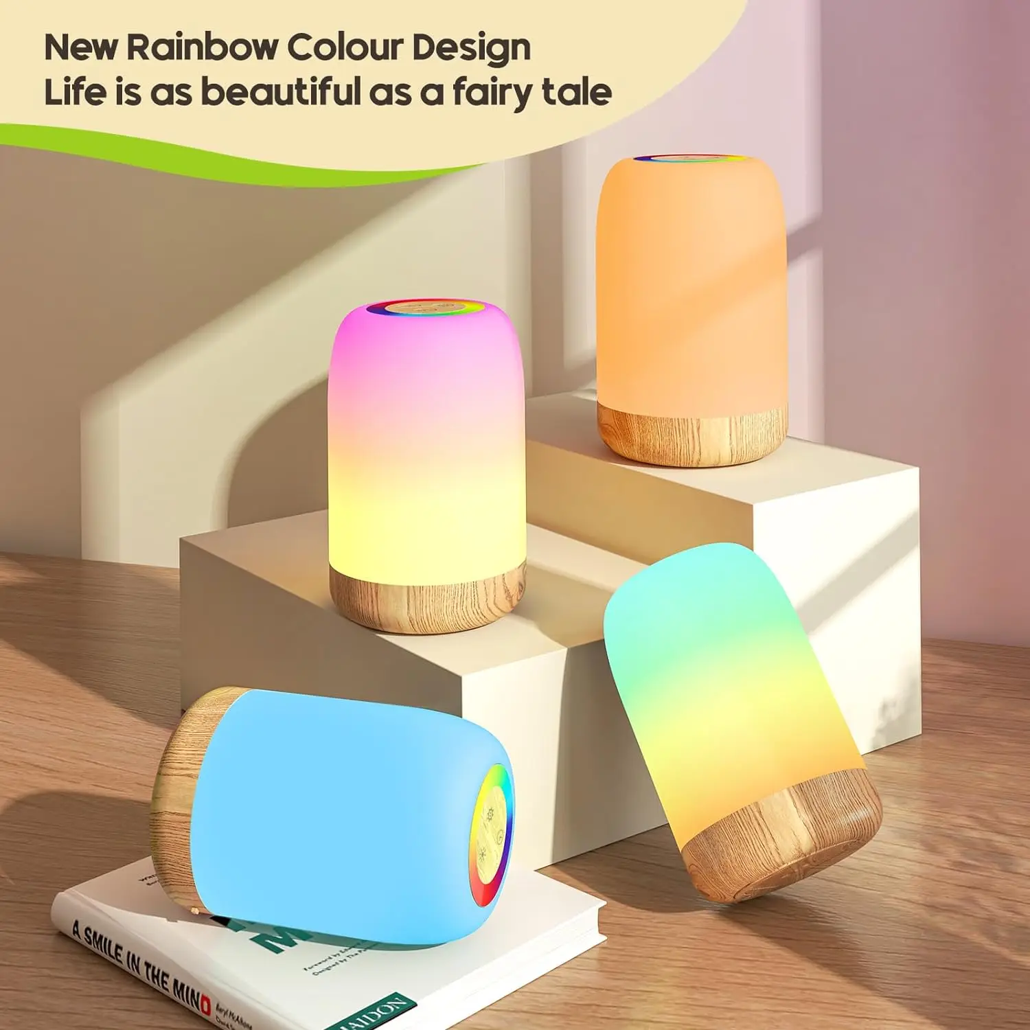 Bedside Lamp Touch Dimmable, 256 RGB And 4 Modes, Color Changing Ambient Night Light, Rechargeable Desk Lamp With Timer