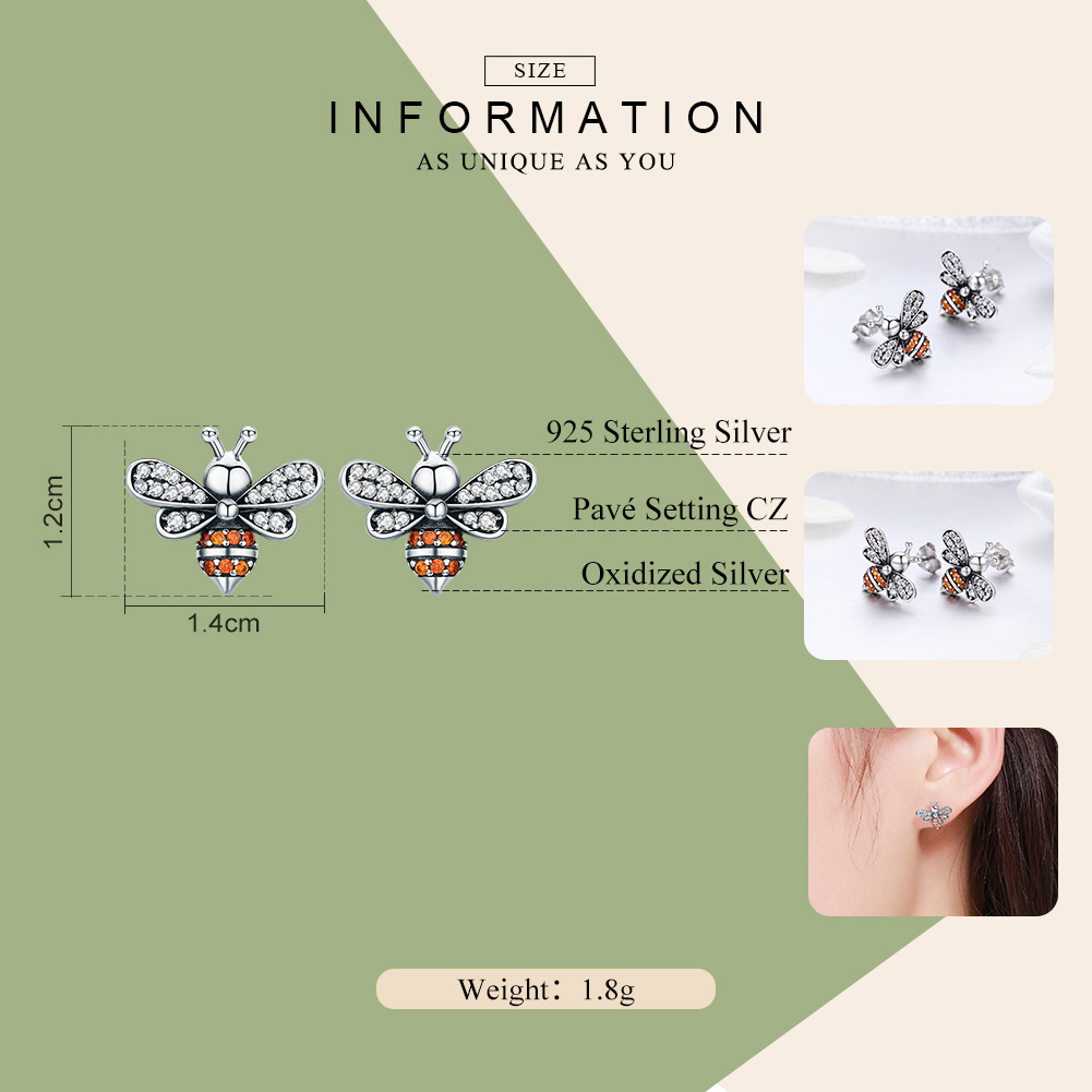 Bee Earrings Ladies Fashionable Stud Earrings Bee Earrings Ladies Fashionable Stud Earrings