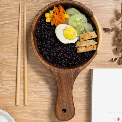Beech Wooden Bowl with Handle